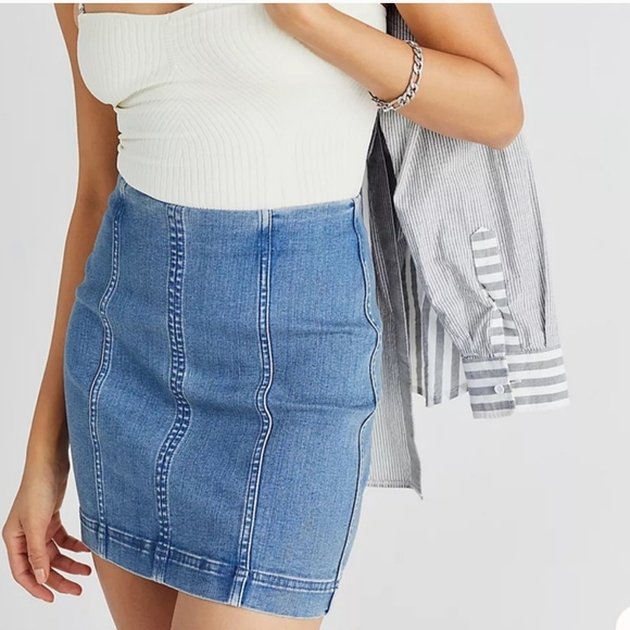 Free People Modern Femme Denim Skirt Sz 0 - Picture 3 of 7